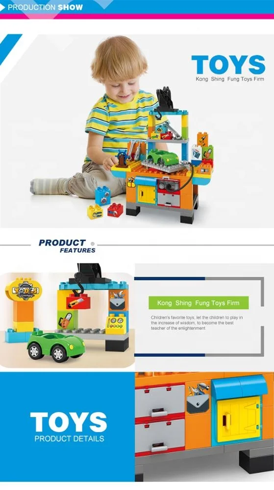 kids play diy tool set plastic funny brick toy with 92pcs