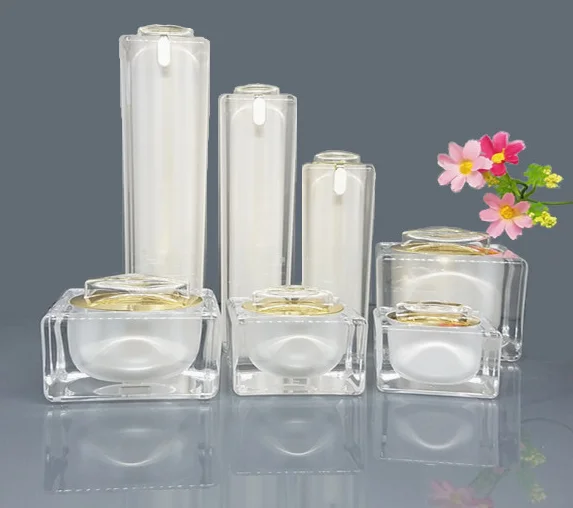 10g 15g 30g 50g 1oz Luxury black square shape acrylic cosmetic cream jar / Fancy empty plastic container jars