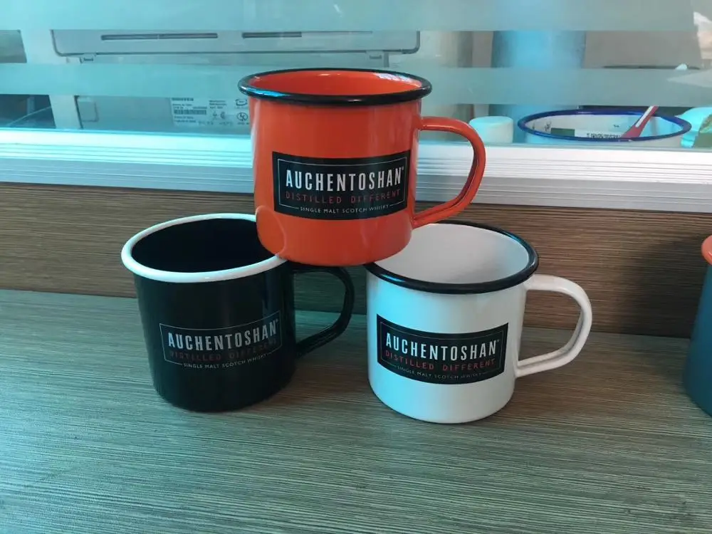 Custom logo printing steel enamel mug sublimation white enamel camping mug wholesale enamel metal coffee mug