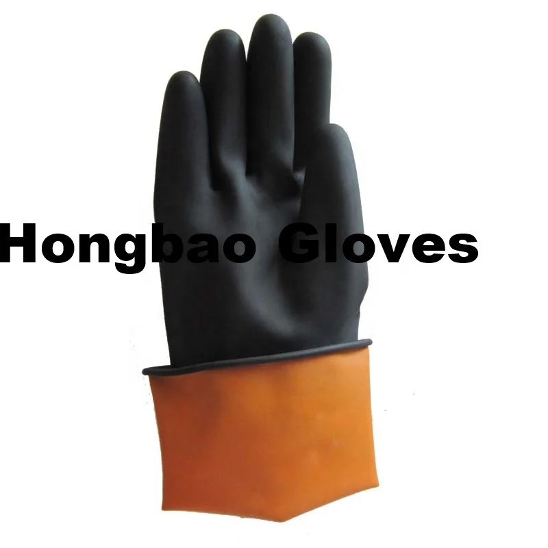 190G thick 14inch big industrial hand latex rubber working gloves heavy duty black latex gloves