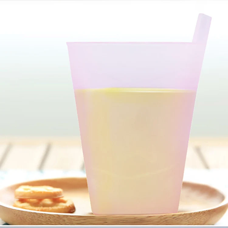 
Amazon Hot Sale Children Plastic Drinking Water Cups Built in Drinking Straw Fruit Juice Milk Drink Home Cup Juice Cup 