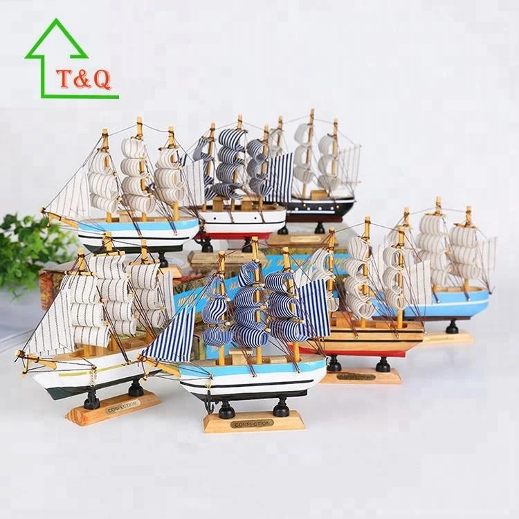 
16cm small sailing crafts wood decorative model 