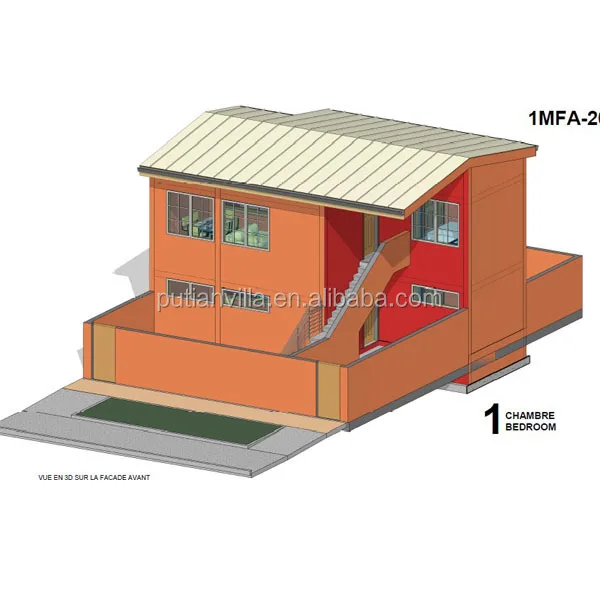 steel structure 2 story 3 bedroom prefab house plans villa
