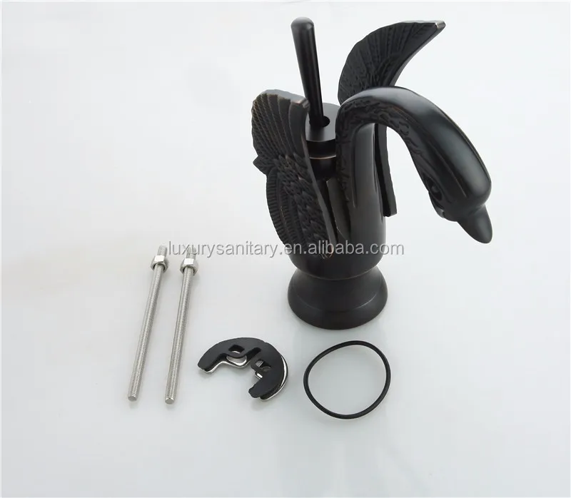 brass oil rubbed bronze black color classic Artistic swan animal basin faucet tap mixer