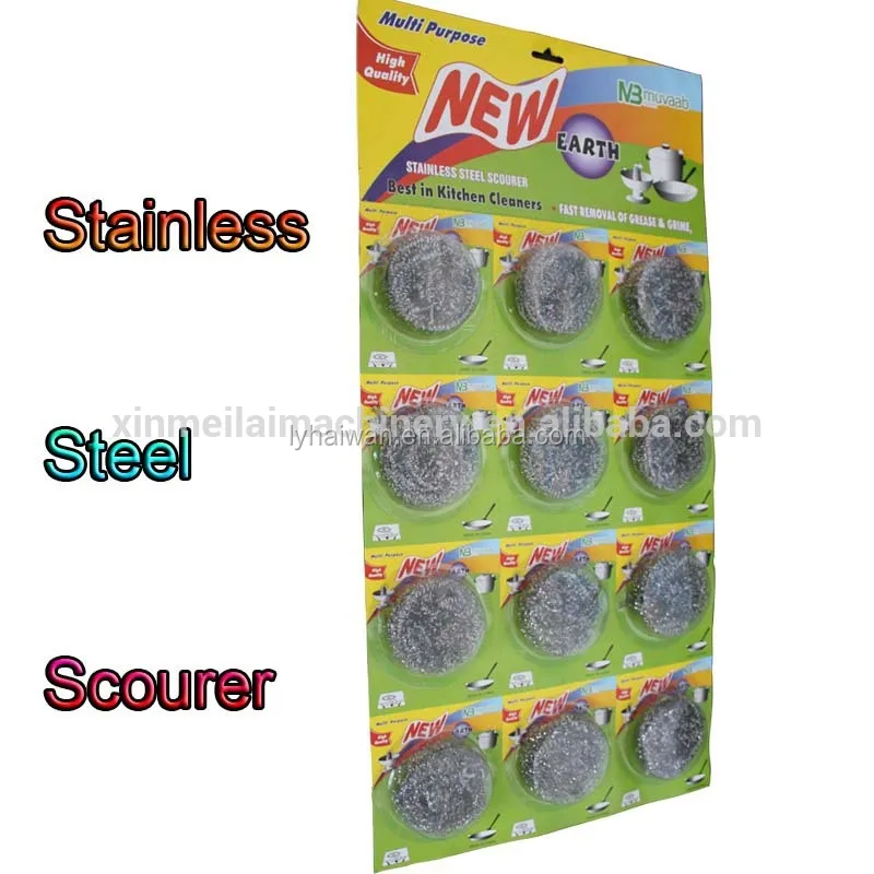 0.13mm stainless steel scourer,galvanized steel wire iron sponge for kitchen cleaning