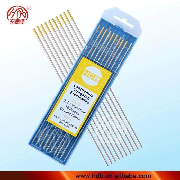 
2.4X175 high quality WL15- 1.5%La GOLD TIG welding tungsten electrodes 