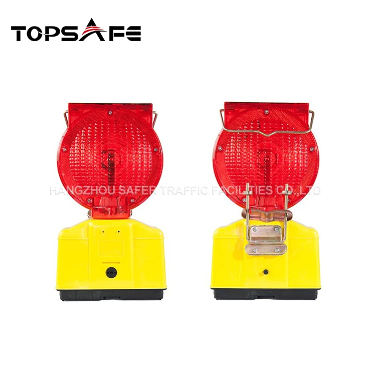 PC Lens 2pcs super bright LED red solar flasher warning light led traffic barricade light