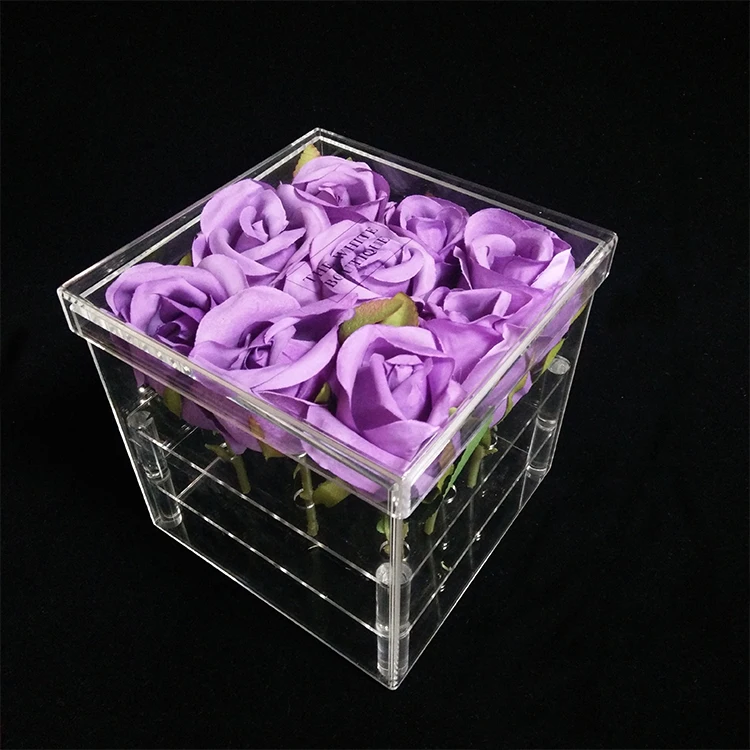 Waterproof Round Clear Acrylic 16 Rose Flower Box