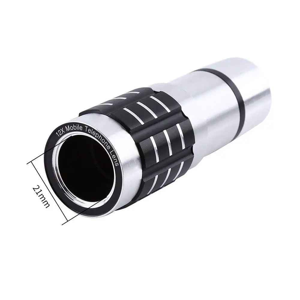 Портативный Телескопический объектив с 12-кратным зумом Комплект алюминиевых линз для камеры держателем телефона + Универсальный