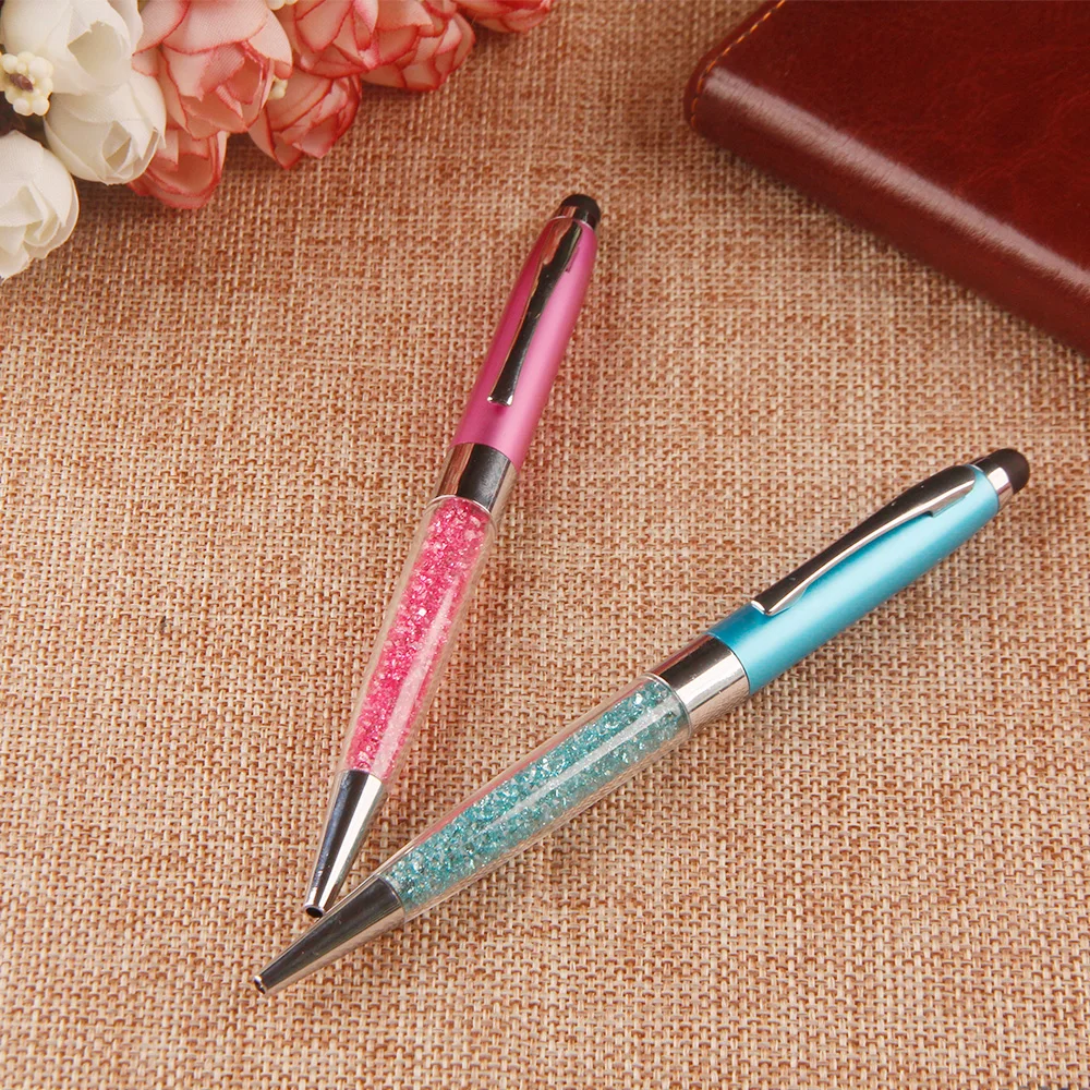 Hot sale touch screen ball pen custom engrave logo advertisIng crystal pen with stylus