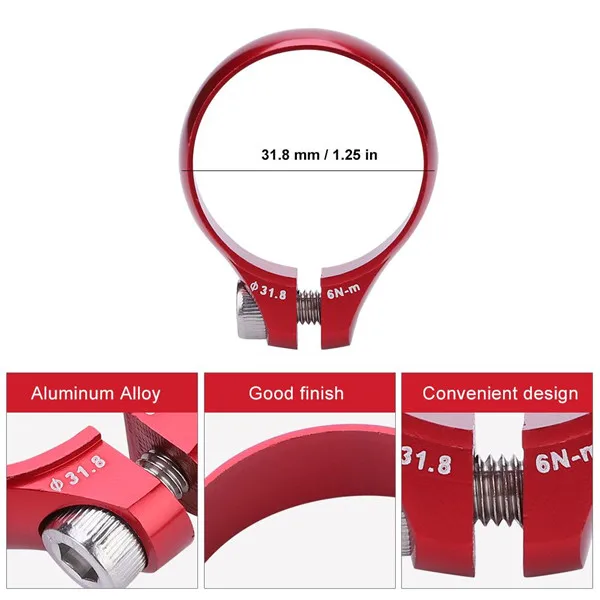 
2 Colors Ultralight Road Bike Bicycle Seat Bolt Clamp Seatpost Clamp 31.8mm for 27.2 Seatpost Super Light 
