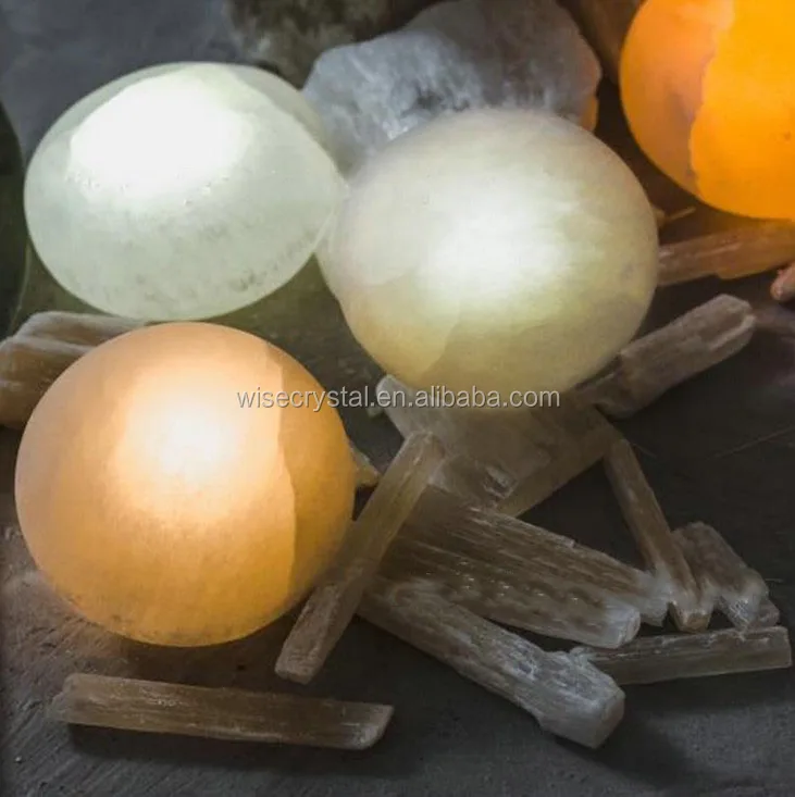 Reiki gemstone crystal oval selenite lamp Wholesale Rock stone