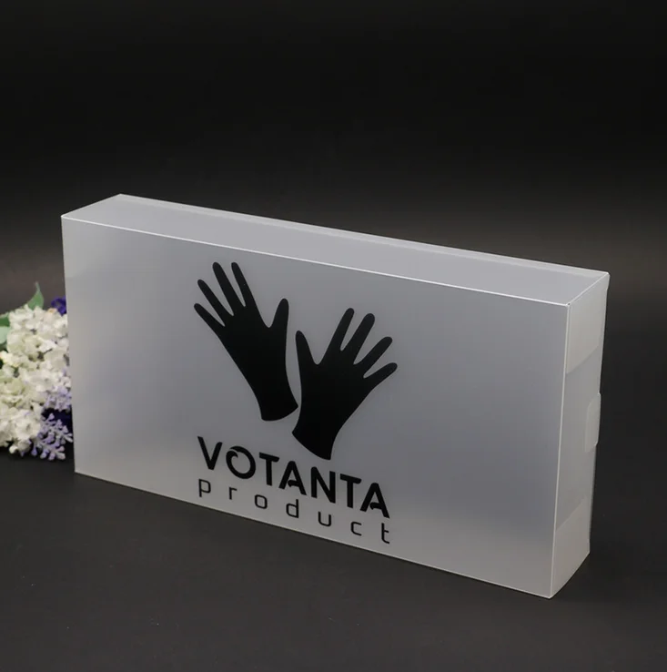 High quality clear transparent frosted oem foldable pvc box custom plastic gloves packing gift enclosure box cosmetic packaging