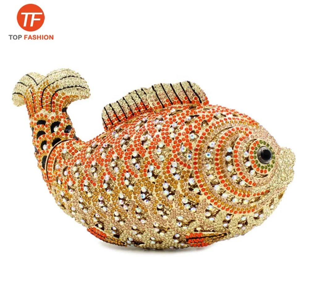 Luxury Fish Crystal Rhinestone Party Hardcase Clutch Evening Bag from Factory