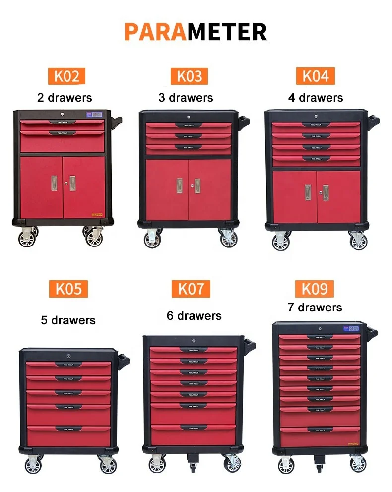 
Garage tool cabinets mobile rolling steel Material and Cabinet Type tool chest roller storage cabinet trolley for factory 
