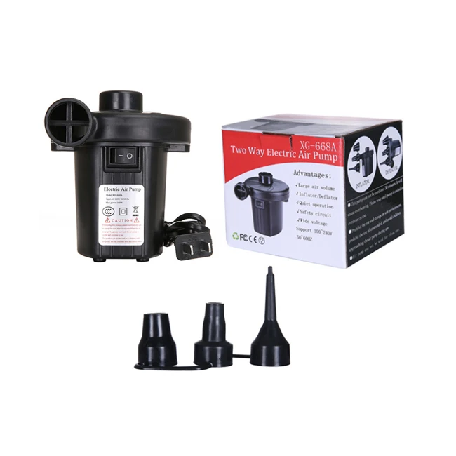 AC 100~240V portable electric inflator pump for air boat bed with inflate and deflate