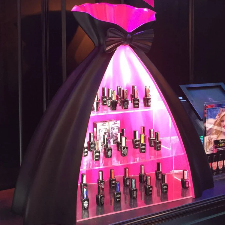 Retail Cosmetic Acrylic Display Shelves Table Stand Nail Polish Racks