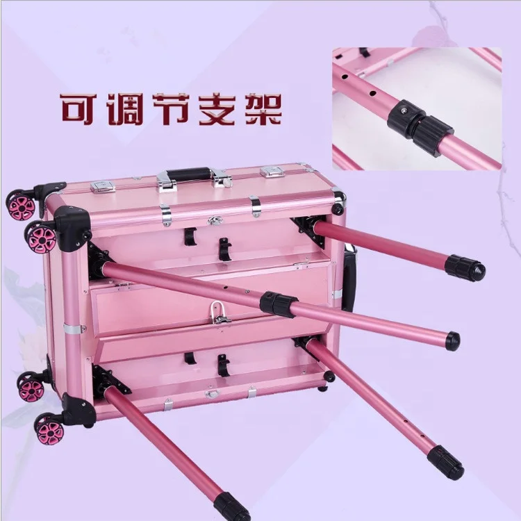 Melason Wholesale LED Lighted Mirror Makeup Artist Trolley Storage Cosmetic Case With Audio Organizer