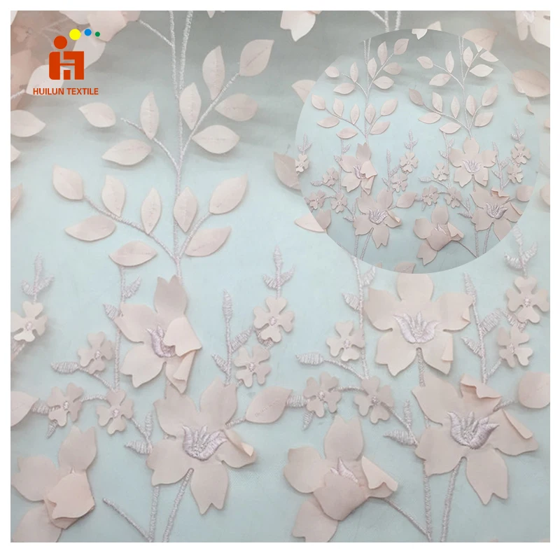 3d цветок индийская сетка вышивка ткань Великолепный Тюль гипюр кружевная ткань вышивка, свадебная ткань Роскошная вышивка