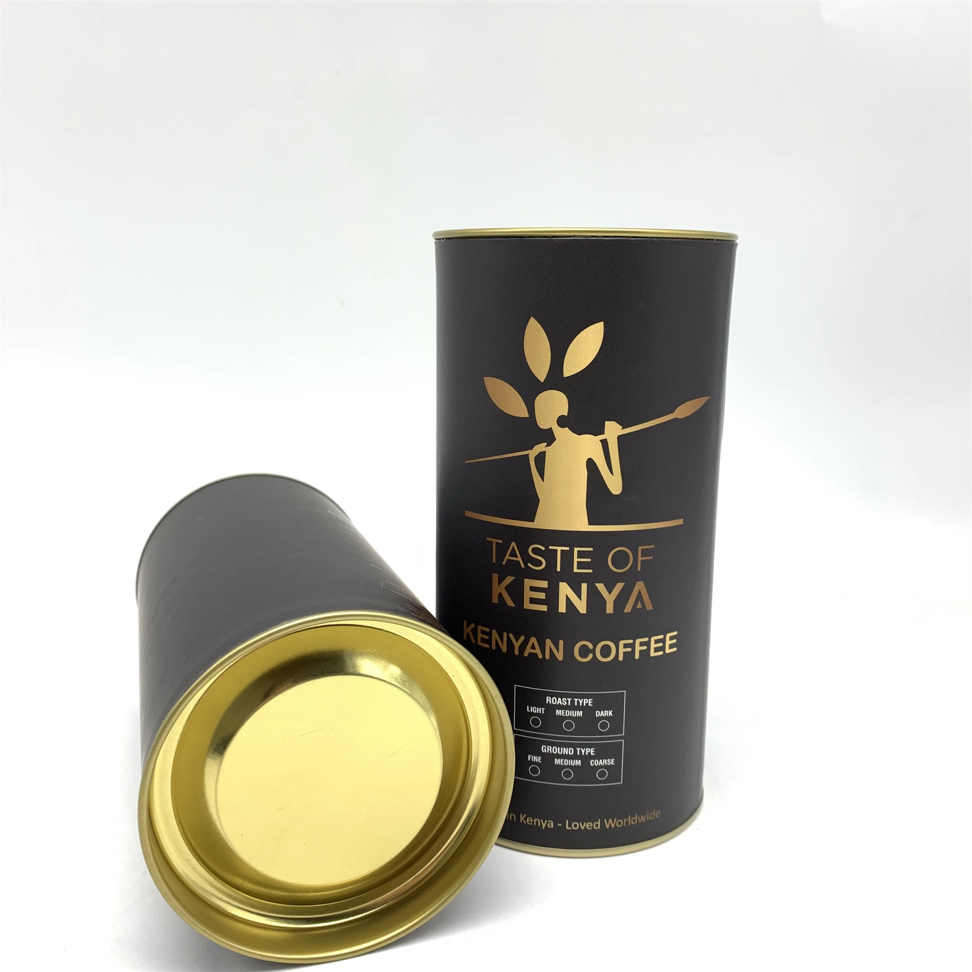 Размер под заказ, матовая крафт-бумага, черная круглая цилиндрическая кофейная трубка, упаковка с алюминиевой фольгой