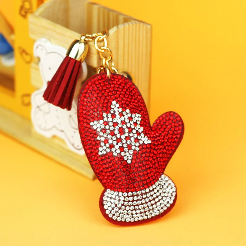 Металлический Хрустальный Рождественский подарок перчатки кольцо для ключей унисекс автомобильный брелок для женщин Подвеска для сумки брелки ювелирные изделия