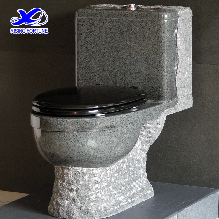 Standard design granite toilet with plastic seat and lid