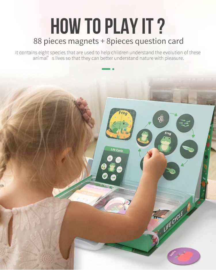 2021 new life cycle education toys for children brain training puzzle magnetic puzzle