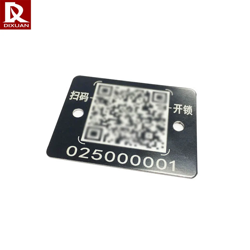 custom Anodizing Oxidation black sliver Aluminum Metal anti-Corrosion QR code  tag signs anodise name plate laser engraved sheet