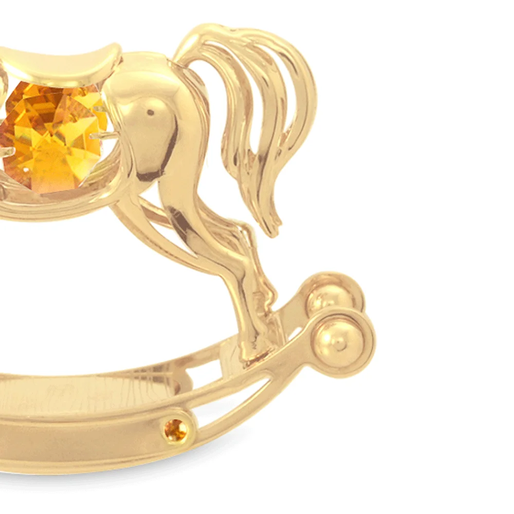 Crystocraft Gold Plated Metal Rocking Horse Figurine Decorated with Brilliant Cut Crystals Baby Souvenir Gifts