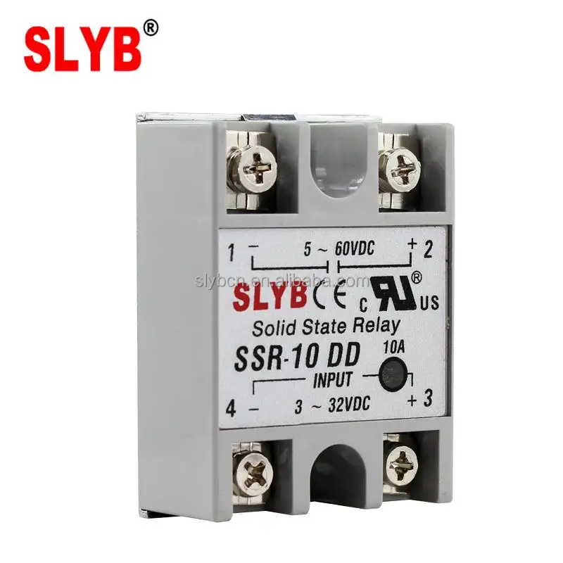 Yueqing Factory Single Phase Solid State Relay SSR 10DD 3-32VDC Input to 5-60VDC Output