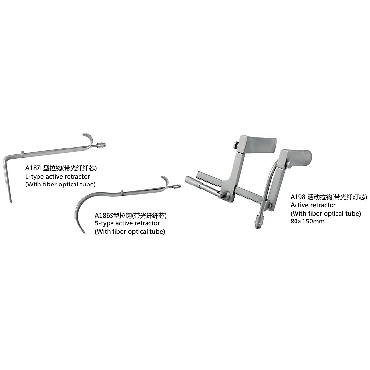 Medical reusable active retractor with fiber optical tube, Laparoscopy instruments