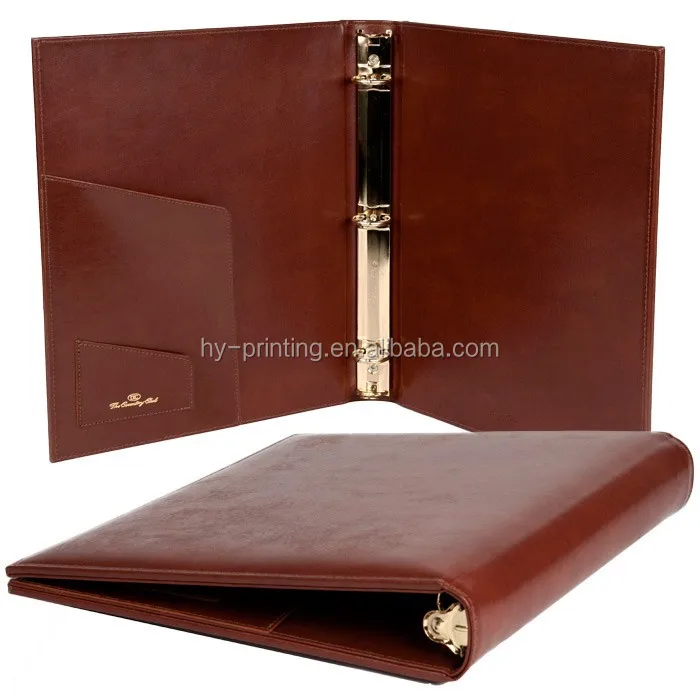 High quality custom logo soft faux leather A4 3 ring binder