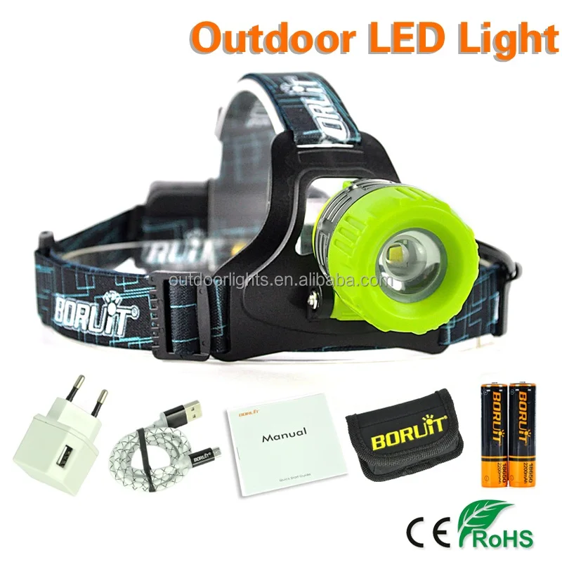 Boruit Factory Wholesale Real 4400mAh Powerful Micro USB Rechargeable Headlight