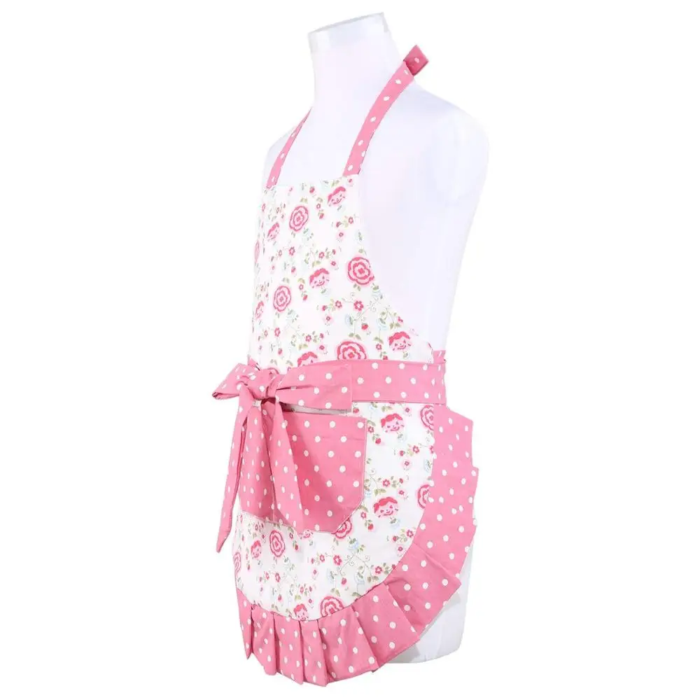 Lovely Lace Adjustable Apron Home Shop Kitchen Cooking kids Aprons With Pocket for Christmas Gift, Pink