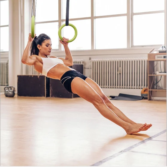 Supplying real Wooden Gym Rings with Colorful Strap