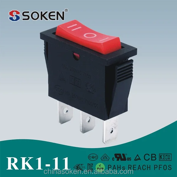 Soken rk1-11 on-off-on 250vac 16a rocker switch t85