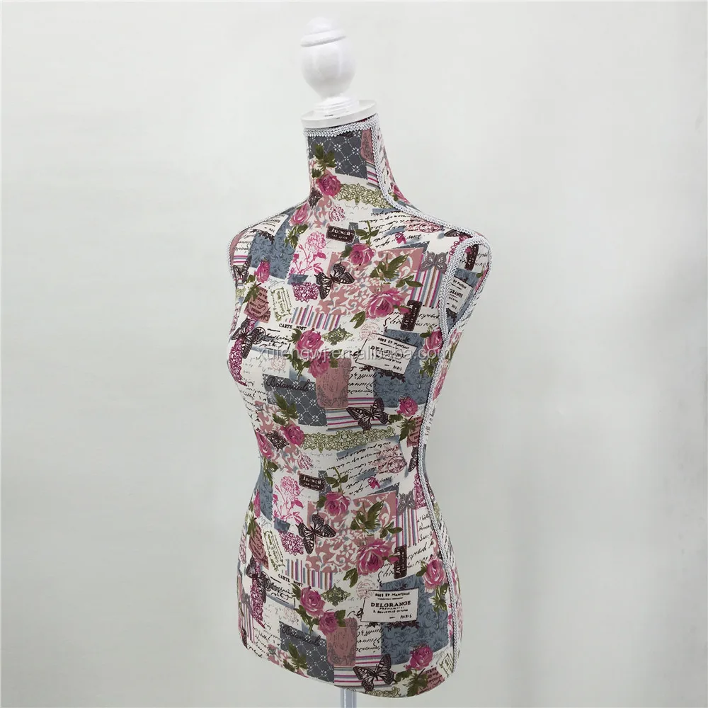 Upper Body Cover Finish Chinese Style Cotton Print Inside Foam Material Half-body Dummy Mannequin Display Women Model