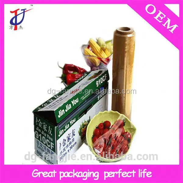 commercial plastic food packaging 10 micron cling wrap with slider cutter