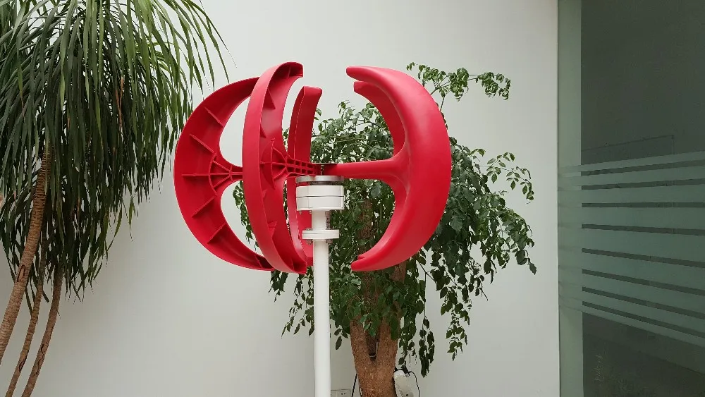 
50w to 500w Red Lantern Vertical Wind Turbine Generator For Street Light System . 