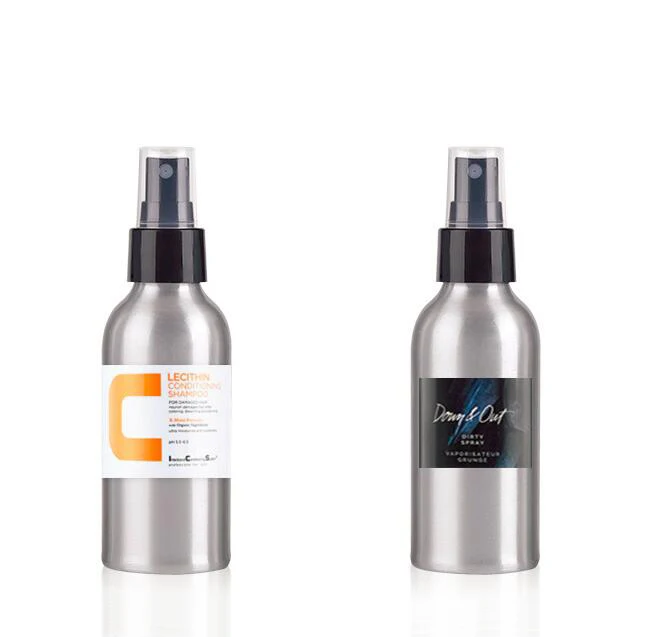 30ml 50ml 100ml 120ml 150ml 250ml aluminum bottle with spray pump black and white