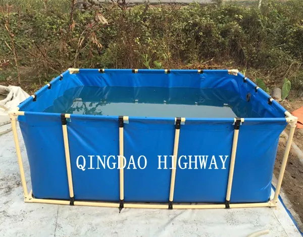 Blue PVC Foldable and Collapsible giant plastic containers for fish farming