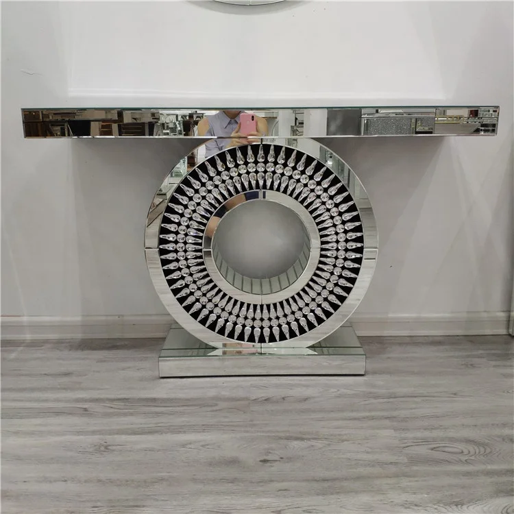 Роскошная мебель, зеркальный стол с блестящими бриллиантами