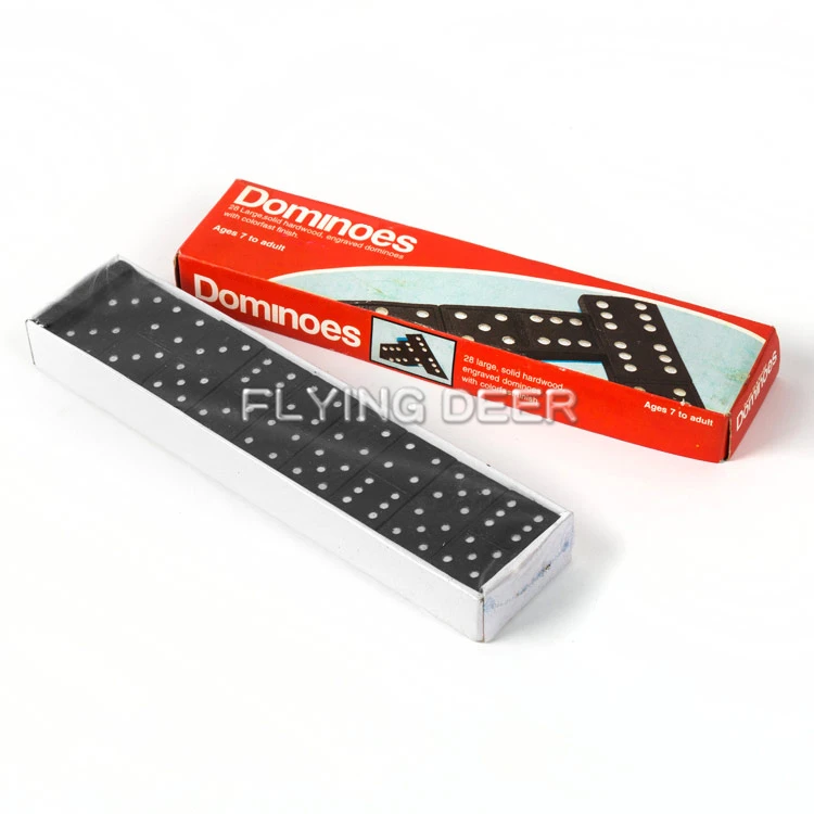 Hot Selling Black Double Six Domino Set With Plastic Box