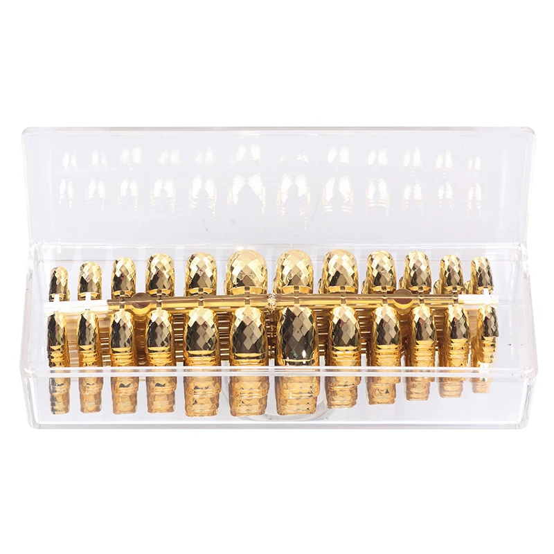 Накладные ногти Nadeco, золотые, хромированные, блестящие, алмазные, в металлическом стиле, средней длины, акриловые, для ногтевого дизайна