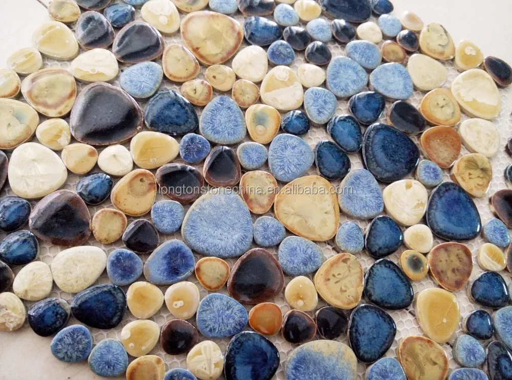 Glazed Blue Mosaic Ceramic Pebble Porcelain Tile Bath Shower Wall Flooring Tiles Marble Mosaic