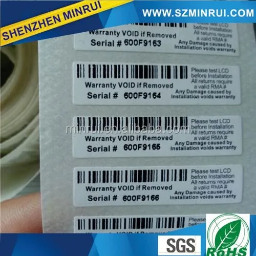 Custom Tamper Proof Asset Tagging Stickers,Property of Company with Bar Code Printing for Tracing Labels