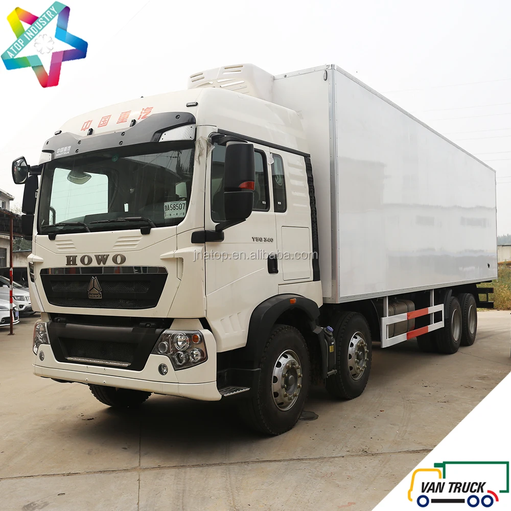 Heavy Duty 9.6m refrigerator truck body 31T Sino-Truck T5G 340Hp chassis reefer truck
