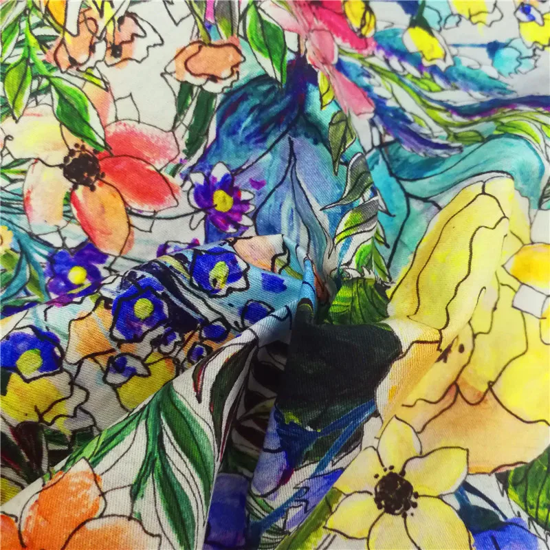 Custom Digital Print 100% Soft Cotton Twill Fabric 140gsm for Garment Cotton Material