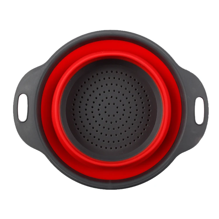 Union Source Food Grade Silicone 2pcs Collapsible Colander Strainers Set with Grip Handles