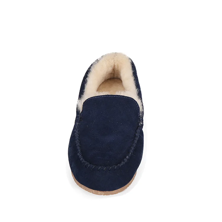 Handmade cow suede men sheepskin fur loafers casual moccasin slippers shoes
